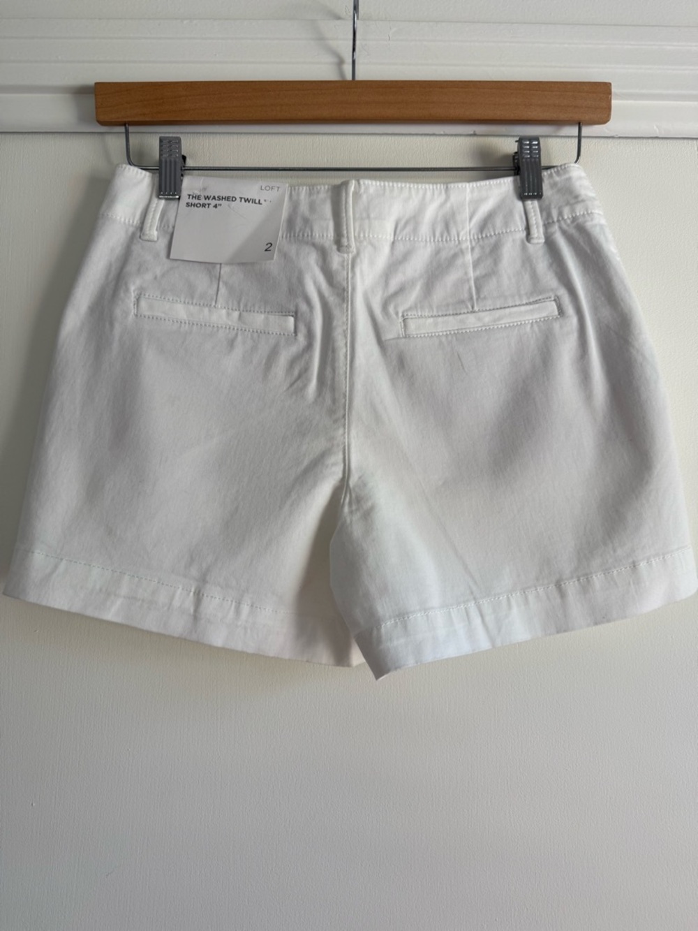 LOFT White Twill Shorts Size 2 NWT 4” Inseam Summer Classic Clean Look 🤍 - Picture 7 of 13